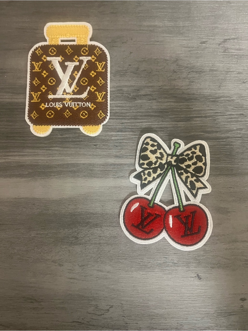 Brown Monogram Luggage & Red Cherry Logo Patch Set